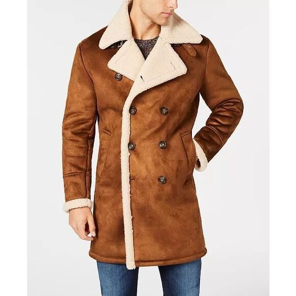 Guess Other - Guess NWT Faux Shearling Classic Fit Double Breasted Coat Brown Small